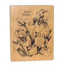 PSX Iris Flower Rubber Stamp Large 3" x 4" Wood Mounted Image Flower Stamp