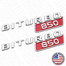 2x Mercedes BRABUS BITURBO 850 Side Fender Nameplate Badge Marker Emblem Chrome