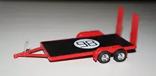 RED TANDEM AXLE CAR HAULER TRAILER DIECAST DIORAMA 1/64 SCALE GREENLIGHT LOOSE