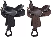 Western Pro Trail Mule Horse Saddle Leather & Synthetic Black or Brown 10" - 18"