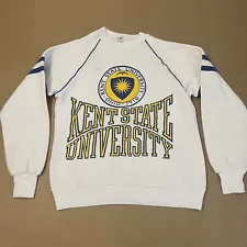 VINTAGE Kent State Sweatshirt Adult Medium White Blue University 80s 90s Mens