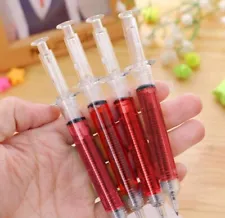 4 Syringe Pens Red Doctor Nurse Medical Dental Halloween