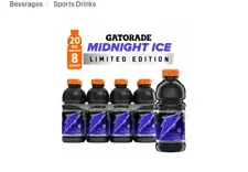 Gatorade MIDNIGHT ICE Sports Drink LIMITED EDITION 20 Fl Oz (8 Pack)