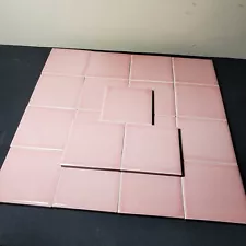 Lot of 19 Vintage Pink 3" Bathroom Tiles Reclaimed 1950s 1960s Made in Japan