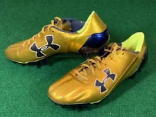 Used Under Armour Spotlight Speeform MC Low Football Cleats Gold Navy Blue 11.5