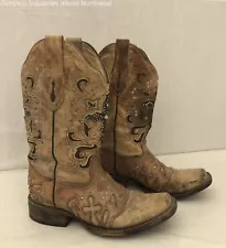 Women's Corral Boots Brown Corral Vintage Leather Cowgirl Boots Size 9 As Is