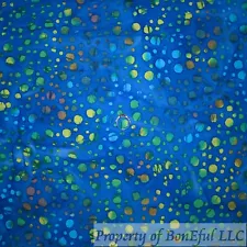 BonEFul FQ Cotton Quilt Blue Tone Tonal Dot Bubble Water Rainbow Blender Batik S