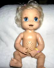 2008 Hasbro Interactive BABY ALIVE DOLL Blond Hair Blue Eyes Soft Face -WORKS