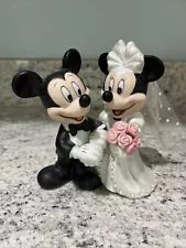 Disney Mickey & Minnie Mouse Wedding Bride and Groom Porcelain Cake Topper