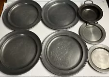 Lot Of PEWTER PLATES , Estate Sale Find