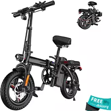 EBKAROCY 400W 14" Stretch Tire Folding Electric Bicycle Beach City EBike US New