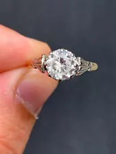 18ct gold white sapphire 1.3/4ct solitaire ring art deco 1920s