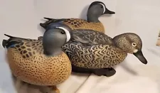 3 Duck Decoys Game Winner Active Blue-winged Teal Drake & Hen Ducks