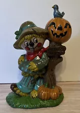 Vintage Ceramic Scarecrow w/Pumpkins For Sale Sign Halloween Decor Hobbyist