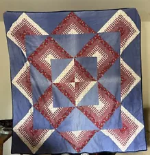 Red, White, And Blue Stripe Quilt - Vintage