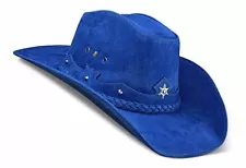 Cowboy Hat Western Genuine Leather Hats Blue Cowgirl for Womens and Mens Zalupe