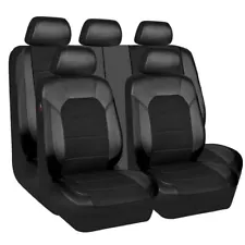 5 Seats Full Set Car Seat Covers PU Leather Front Rear Cushion Accessories x9