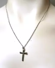 SILVER CROSS PENDANT NECKLACE CHAIN INSPIRATION RELIGIOUS JEWELRY SALE