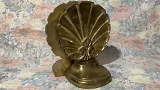 Vintage 70’s Solid Brass T.I.C Fan Shell Gold French Provisional 7” Bookends