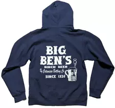 BIG BEN BIRCH BEER CATAWISSA BOTTLING CO Men Small Blue Pullover Hoodie EUC