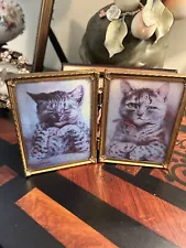 Louis Wain - Framed Vintage Hand Tinted Prints-RARE