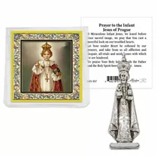 Infant of Prague - 1 5/8" x 1/2" Silver Tone Metal Pocket Statue + case 891-107