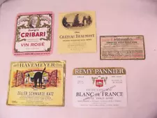 Lot of 5 Vintage Wine Bottle Paper Labels