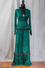 Victorian Dress Green Medium Costume Velvet Western Theater Historical Pioneer