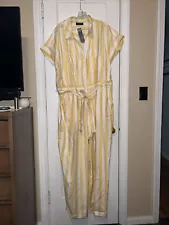 Lane Bryant Yellow And White Stripe Jumper Size 22