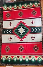 St Labre Indian School RED Fleece Throw Blanket INDIAN Southwest Pattern 36 x 58