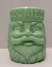 Cracker Barrel Jade Glass Santa Cookie Jar Only NO LID Jadite