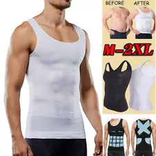 Mens Slimming Body Shaper Belly Chest Compression Vest T-Shirt Tank Top Girdle