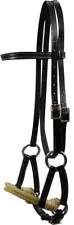 New BLACK Leather Western Bridle Headstall Double Rope Nose SIDEPULL 1101