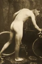 Male nude cyclist/bike/bicycle - reprint