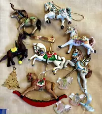 Vintage/modern Lot or 11 assorted HORSE Lovers Christmas Ornaments Horse Decor