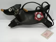 Vintage Frankie & Johnnie Black Doggie Red Flower Hand Bag Purse