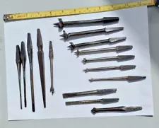 Rare Antique Lot of 15 Auger Drill Bits & Hand Brace Tools for Woodwork Lovely