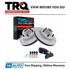 TRQ Front Ceramic Brake Pad & Performance Drilled Slotted Coated Rotors (For: 2002 GMC)