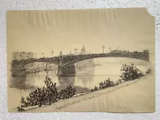 Sale!!!! Rare c. 1920s Ralph Fabri Pencil Art Drawing Titled BUDAPEST Signed