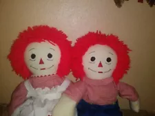 Handmade Raggedy Ann and Andy Dolls approximately 24 in tall