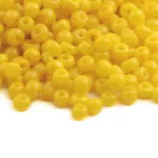 Lot (1100) Vintage Czech canary yellow rondelle glass seed beads 0.5-2mm