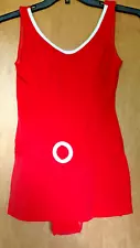 Women's Vintage 1 Piece Red Swimsuit Size 14 Pre-Owned