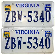 Virginia 1993 Old License Plate Vtg Car Set Man Cave Garage Auto Decor Collector