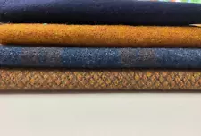 Blue Rust Bundle 100% Wool Fabric for Rug Hooking