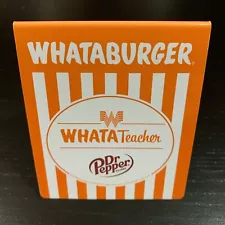 Whataburger Collectible Orange White Table Tent "WHATATeacher" Award Theme New