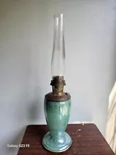 Antique Green Glass Aladdin Oil Lamp