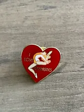 Vintage I Love Gymnastics Heart Shaped Enamel Pin - Nice Gift For Your Gymnast