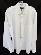 Izod Shirt Mens 2XL Dress Button Up White 2-Ply Easy Care Long Sleeve Pocket