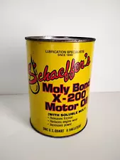 Vintage Schaeffer’s Moly Bond Oil One Quart Can Composite Full 1 qt Missouri