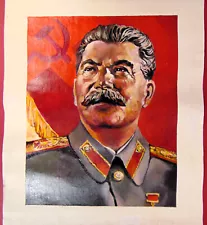 Soviet Stalin Military Uniform Portrait Ukrainian Print 16x19” Like Oil Painting